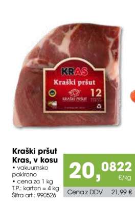 Kraški pršut Kras, v kosu