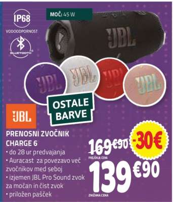PRENOSNI ZVOČNIK CHARGE 6