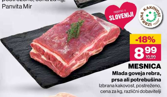 MESNICA Mlada goveja rebra, prsa ali potrebušina