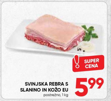 Svinjska rebra s slanino in kožo EU