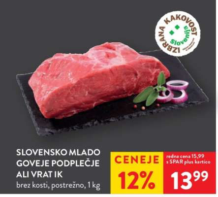 Slovensko mlado goveje podplečje ali vrat IK