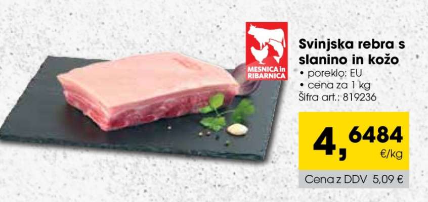 Svinjska rebra s slanino in kožo