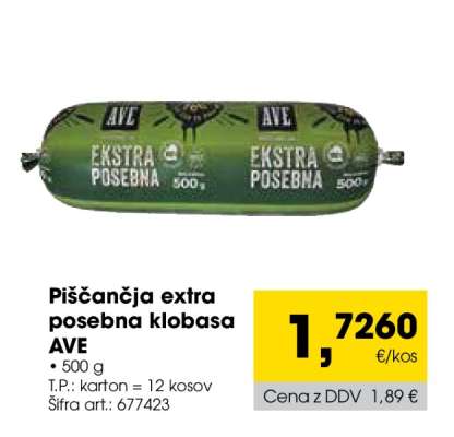 Piščančja extra posebna klobasa AVE