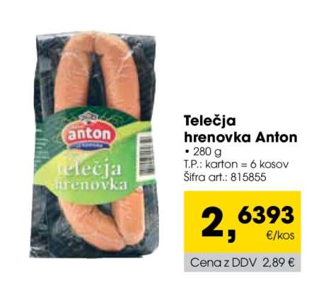 TELEČJA HRENOVKA ANTON