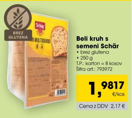 Beli kruh s semeni Schär