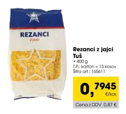 Rezanci z jajci Tuš