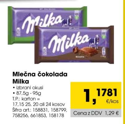 MLEČNA ČOKOLADA MILKA