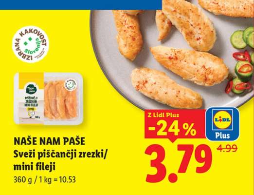 Naše nam paše Sveži piščančji zrezki/mini fileji