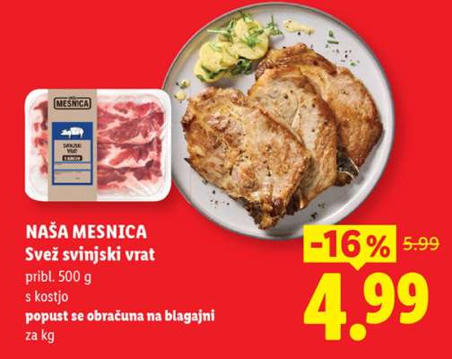NAŠA MESNICA Svež svinjski vrat