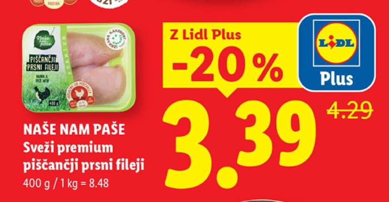 NAŠE NAM PAŠE Sveži premium piščančji prsni fileji