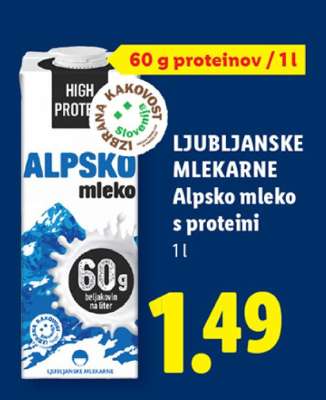 Ljubljanske mlekarne Alpsko mleko s proteini