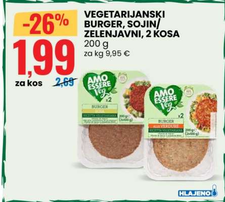 Vegetarijanski Burger, Sojin/Zelenjavni, 2 kosa