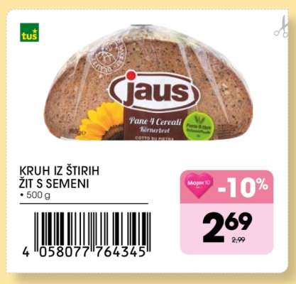 Kruh iz štirih žit, s semeni
