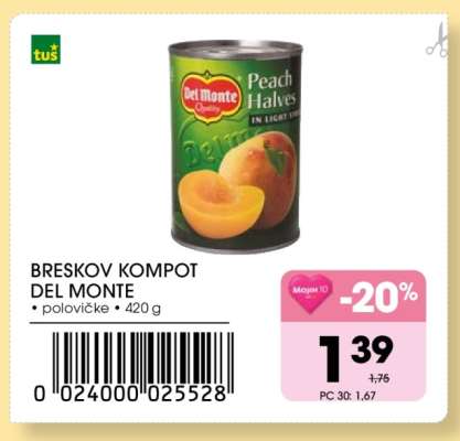 Breskov kompot Del Monte