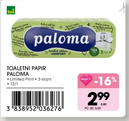 Toaletni papir Paloma