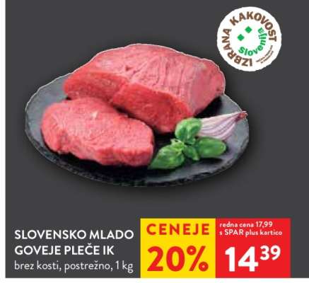 Slovensko mlado goveje pleče IK