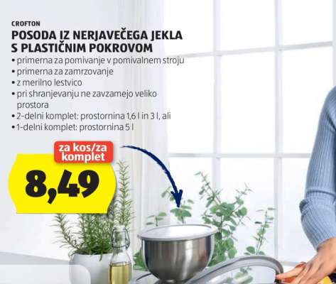 Posoda iz nerjavečega jekla s plastičnim pokrovom