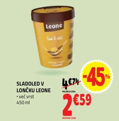 SLADOLED V LONČKU LEONE