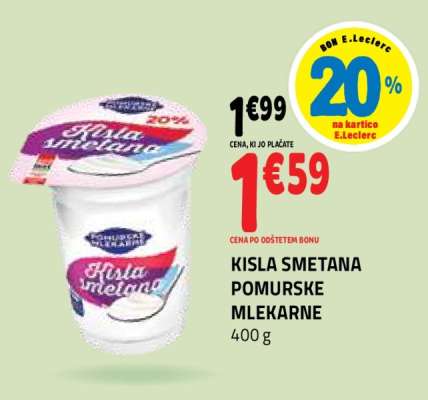 Kisla smetana Pomurske mlekarne