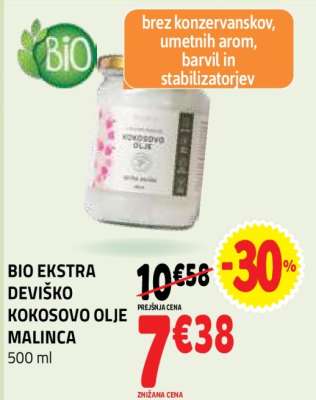 BIO EKSTRA DEVIŠKO KOKOSOVO OLJE MALINCA