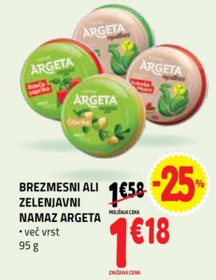 Brezmesni ali zelenjavni namaz Argeta