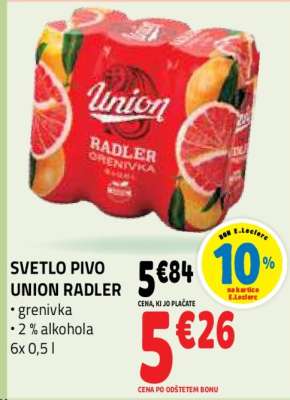SVETLO PIVO UNION RADLER