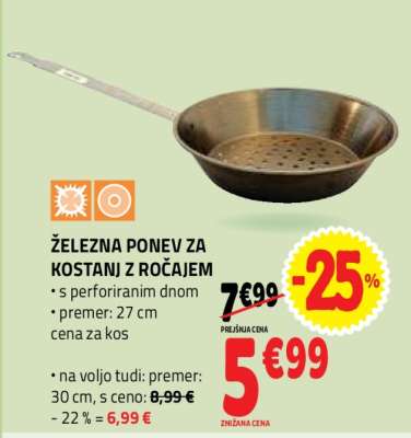 ŽELEZNA PONEV ZA KOSTANJ Z ROČAJEM