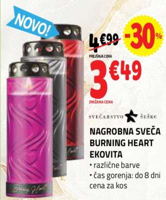 NAGROBNA SVEČA BURNING HEART EKOVITA
