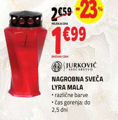 Nagrobna sveča Lyra mala