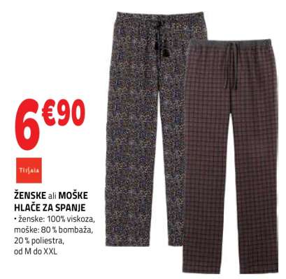 Ženske ali moške hlače za spanje