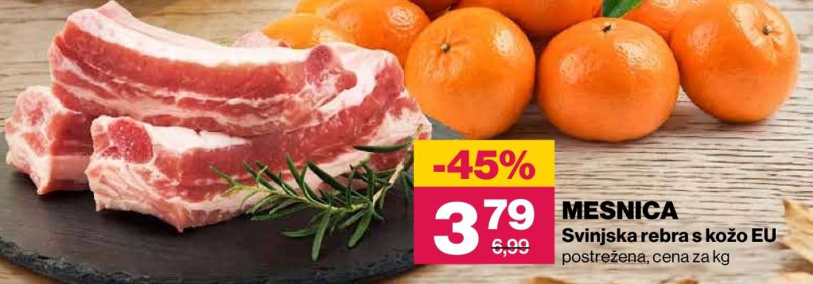 MESNICA Svinjska rebra s kožo EU