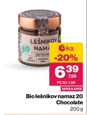 Bio lešnikov namaz 20 Chocolate
