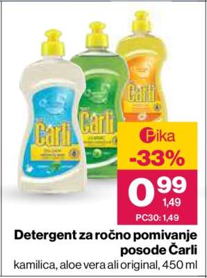 Detergent za ročno pomivanje posode Čarli