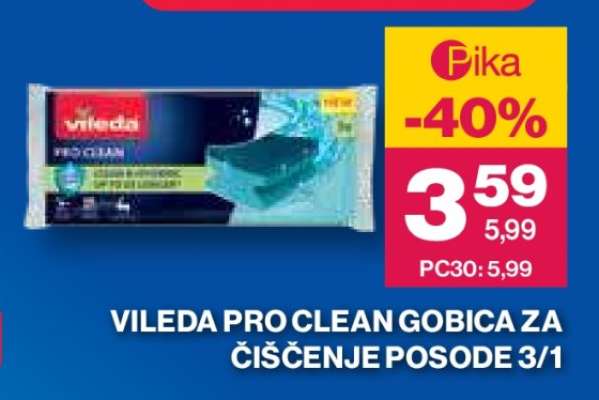 Vileda Pro Clean gobica za čiščenje posode 3/1