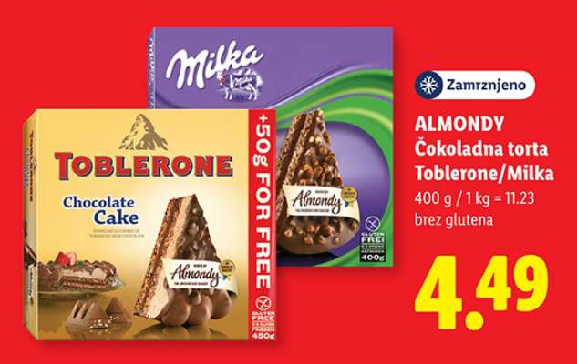 ALMONDY Čokoladna torta Toblerone/Milka