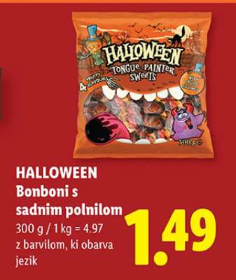 HALLOWEEN Bonboni s sadnim polnilom