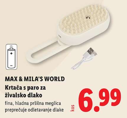 MAX & MILA'S WORLD Krtača s paro za živalsko dlako