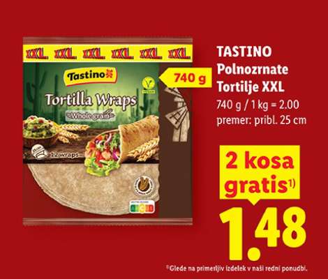 TASTINO Polnozrnate Tortilje XXL