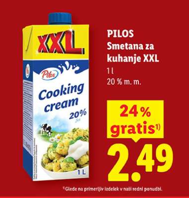 PILOS Smetana za kuhanje XXL