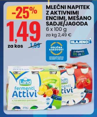 MLEČNI NAPITEK Z AKTIVNIMI ENCIMI, MEŠANO SADJE/JAGODA