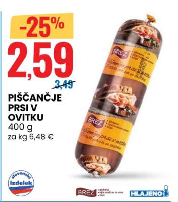PIŠČANČJE PRSI V OVITKU