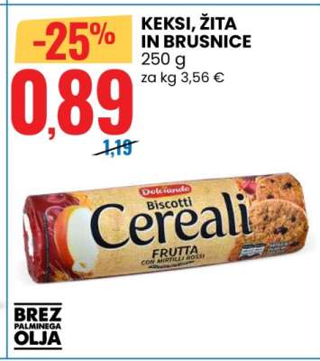 Keksi, žita in brusnice
