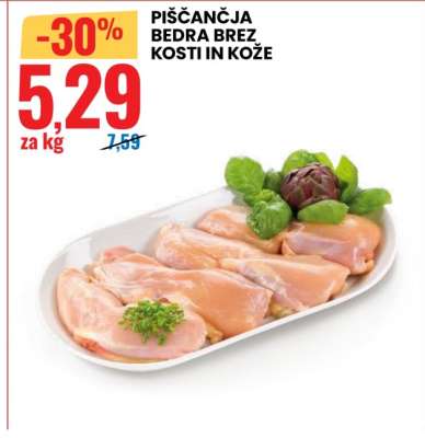 PIŠČANČJA BEDRA BREZ KOSTI IN KOŽE