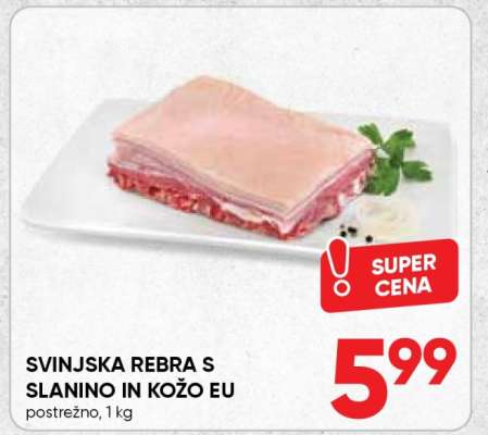 Svinjska rebra s slanino in kožo EU