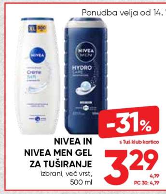 NIVEA IN NIVEA MEN GEL ZA TUŠIRANJE