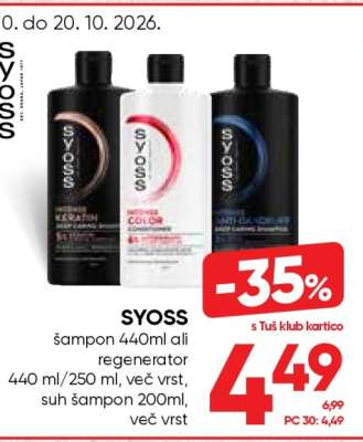 SYOSS šampon 440ml ali regenerator