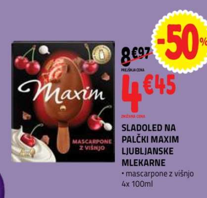 SLADOLED NA PALČKI MAXIM LJUBLJANSKE MLEKARNE