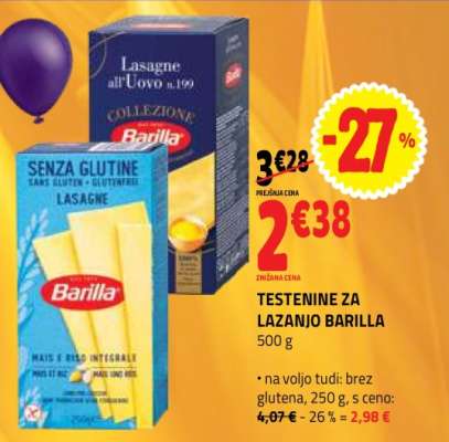 TESTENINE ZA LAZANJO BARILLA