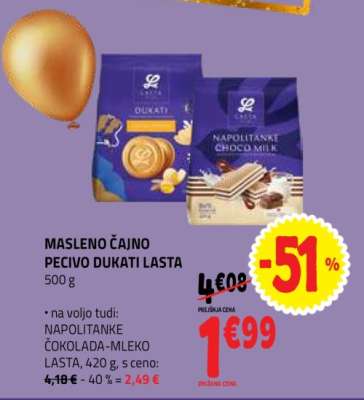 MASLENO ČAJNO PECIVO DUKATI LASTA