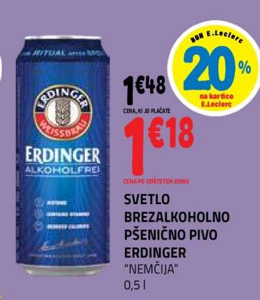 SVETLO BREZALKOHOLNO PŠENIČNO PIVO ERDINGER